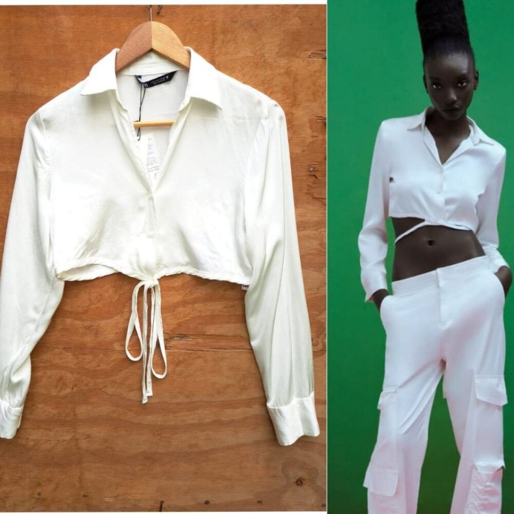 ZARA SATIN EFFECT CROP TOP